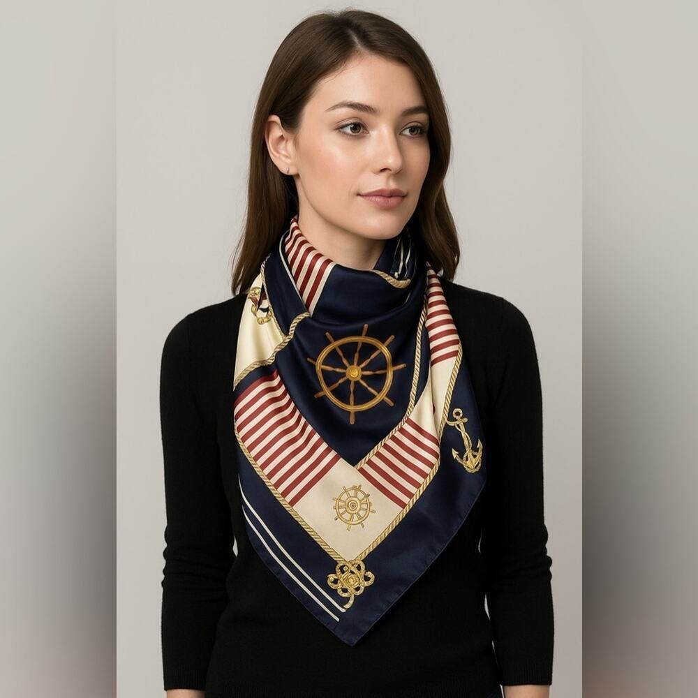 Scarf Women's Nautical 100 % Polyester NWT